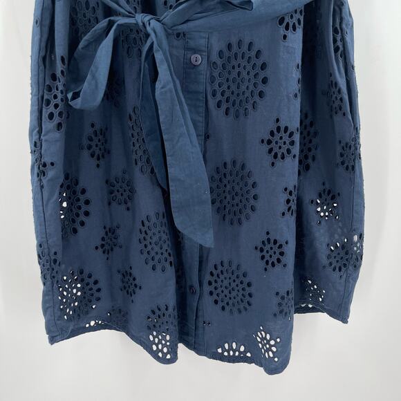 NEW MICHAEL STARS Dress Size Small Bernadette Navy Eyelet Cotton Shirtdress NWOT - Picture 9 of 16